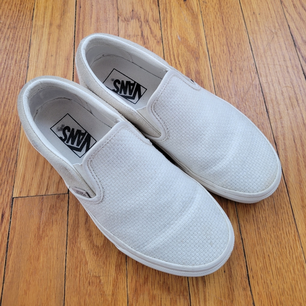 White Woven Top Slip-on Vans